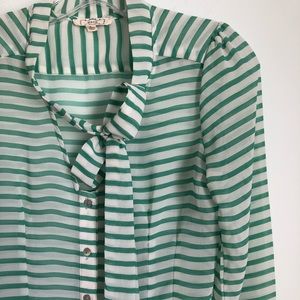Ezra Choker Stripe Neck Tie Blouse